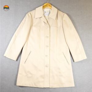 London Fog Overcoat Beige Long Sleeve Button Front Academia Preppy Women's Sz 10